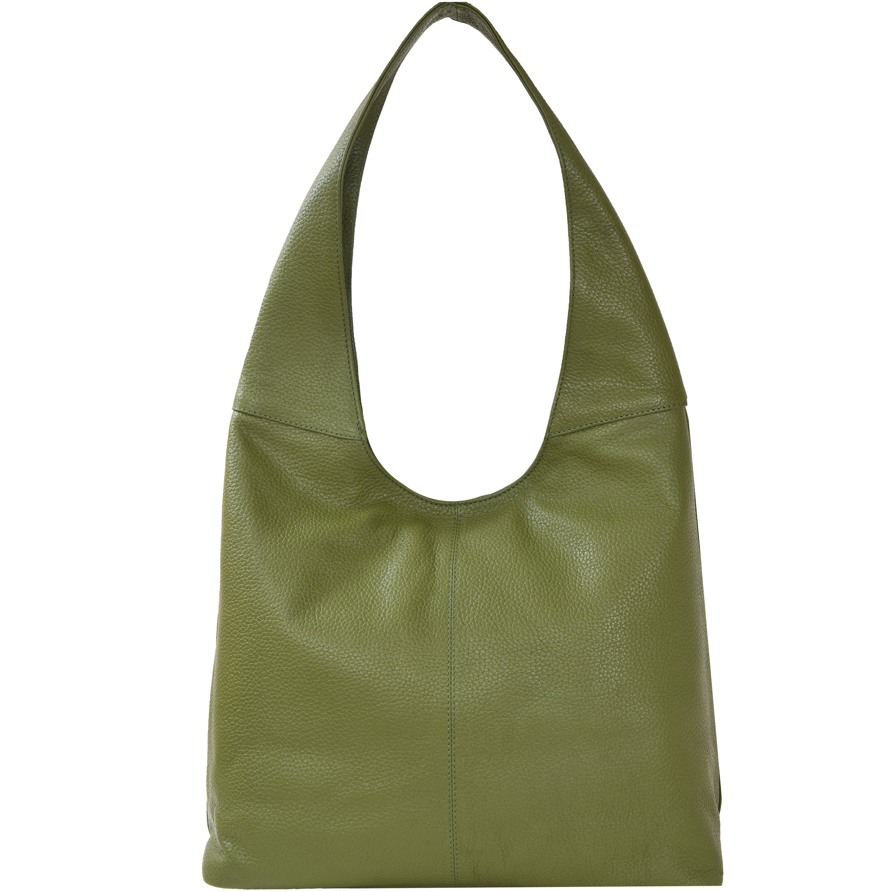 Olive Zip Leather Shoulder Hobo Bag By Brix Bailey