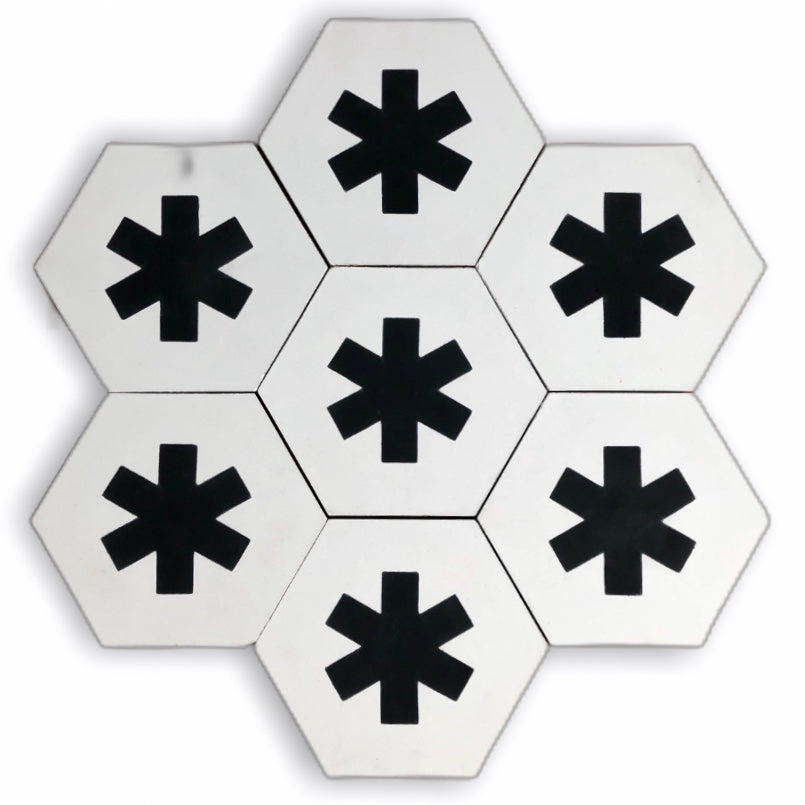 CRUZ  hex cement tile - Black and white tile