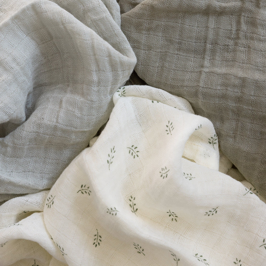 Sebra 3pcs Muslin, Sophora Leaves, Mist Green PRE ORDER