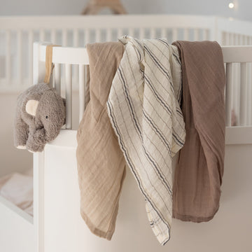 Sebra 3pcs Muslin, Cream Stripe, Beige PRE ORDER