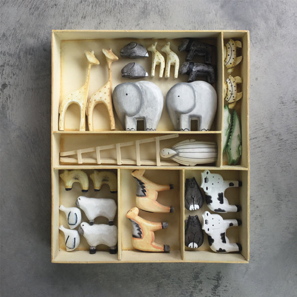 Noah's Ark And Animals In Wooden Gift Box