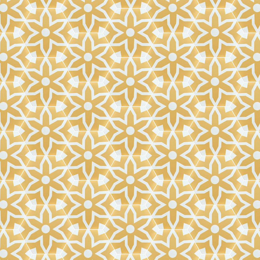 Fleur porcelain tile - Yellow/white