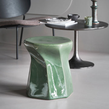 Stoneware Stool in Emerald