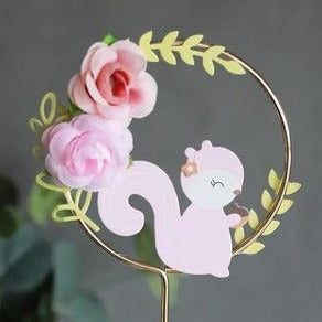 Floral Squirrel Cake Topper