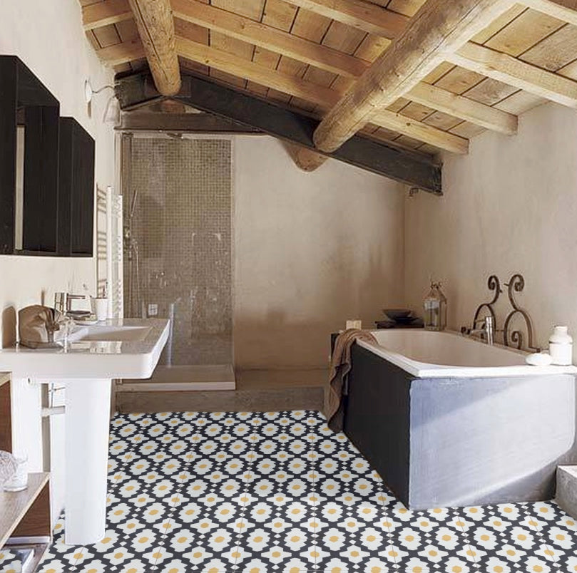 Souk Cement tiles - Yellow/black tile