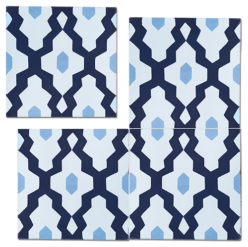 SOUK Cement tile - blue and white tile