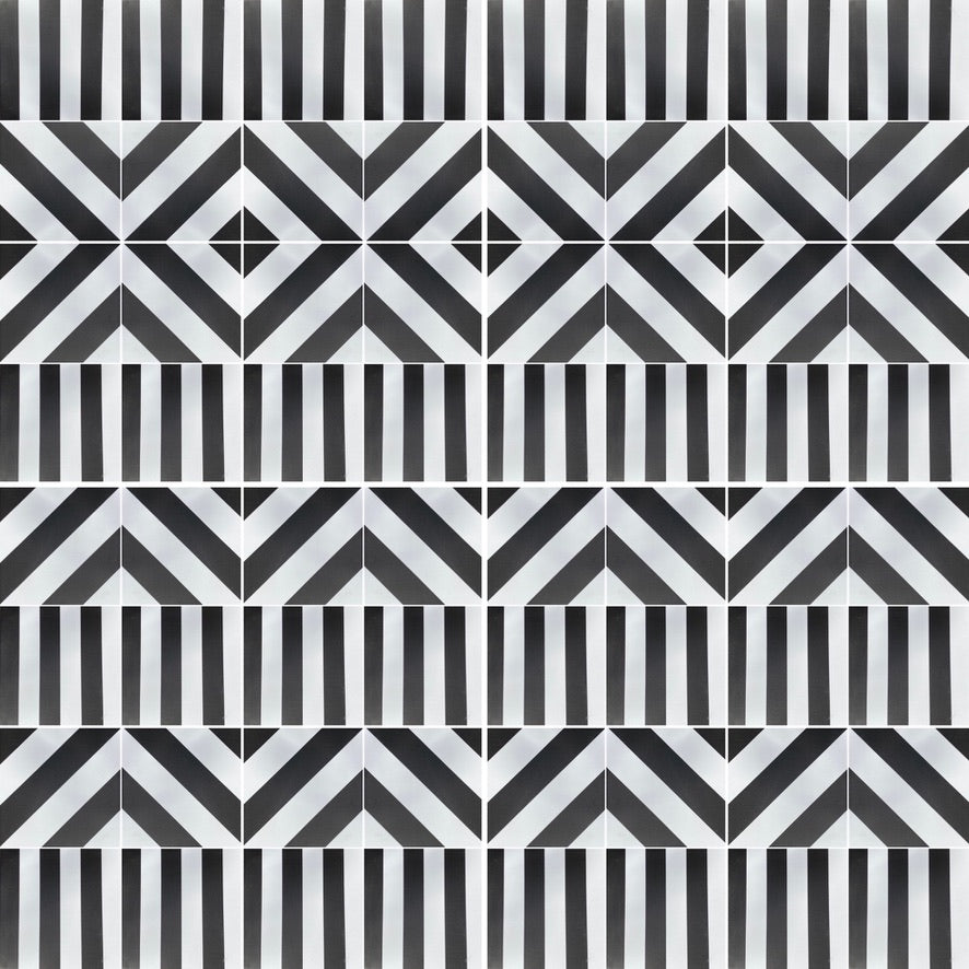 RAY geometric porcelain tile - Black/white