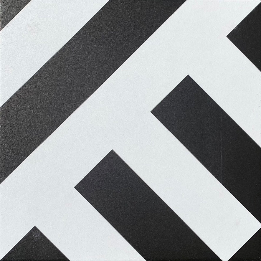 RAY geometric porcelain tile - Black/white