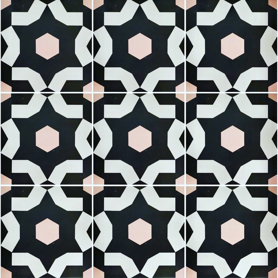 FAIZA - Porcelain tile - Black/white/pink