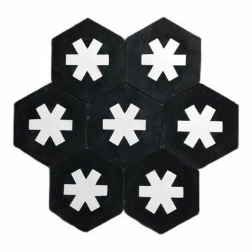 CRUZ  hex cement tile - Black and white tile