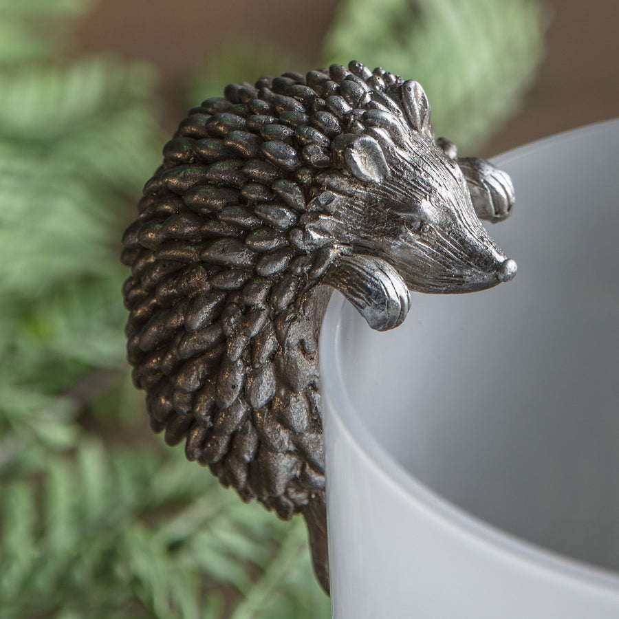 Silver Hedgehog Pot Hanger Decoration