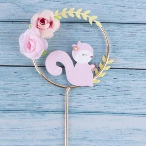 Floral Squirrel Cake Topper