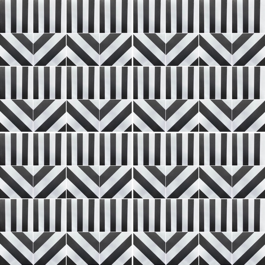 RAY geometric porcelain tile - Black/white