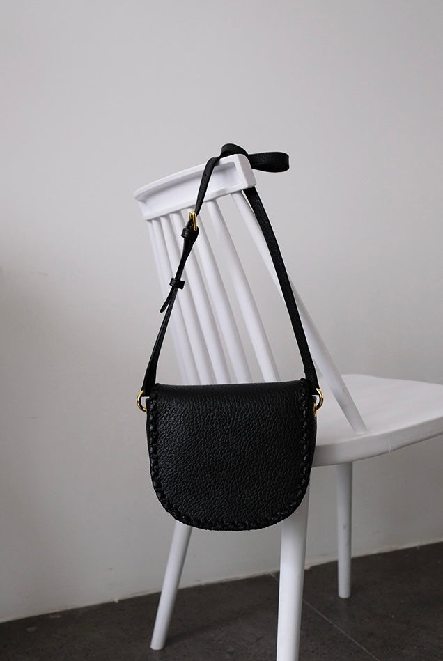 Jas - Handmade Leather Saddle Bag Black