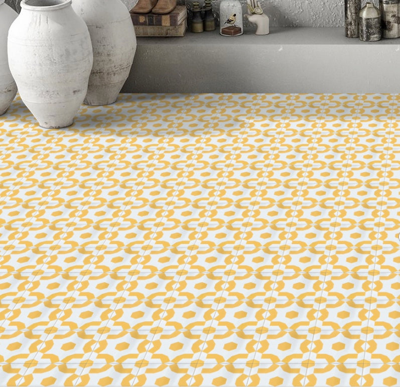 FAIZA porcelain tile - yellow/white