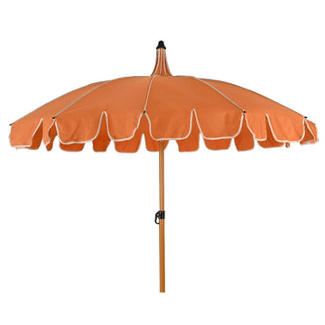 Two Tone Scalloped Parasol- Coral & Cream PRE ORDER