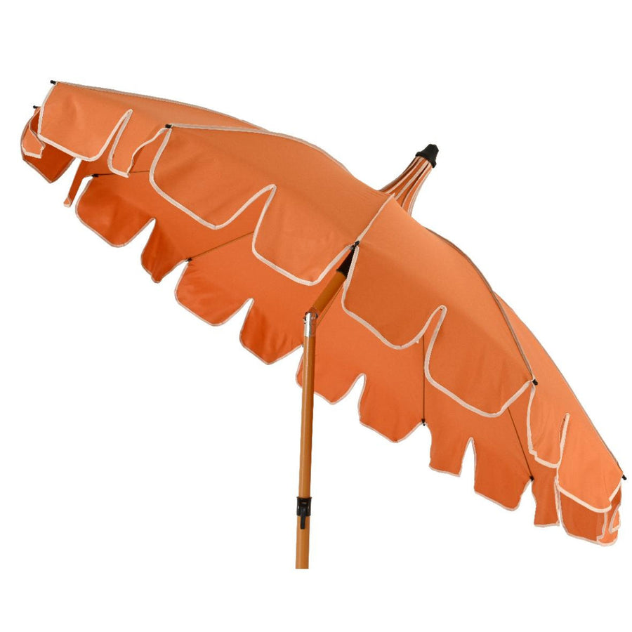 Two Tone Scalloped Parasol- Coral & Cream PRE ORDER