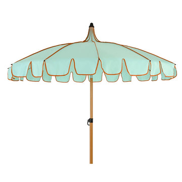 Two Tone Scalloped Parasol - Aqua & Coral PRE ORDER