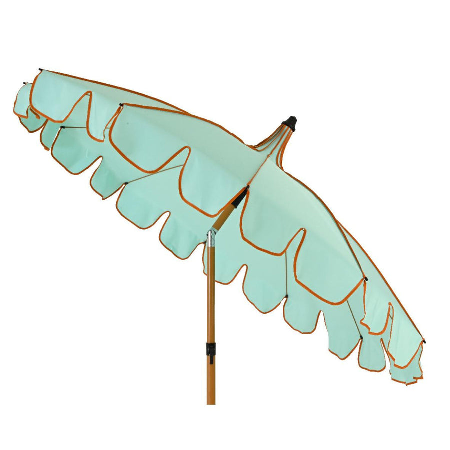 Two Tone Scalloped Parasol - Aqua & Coral PRE ORDER