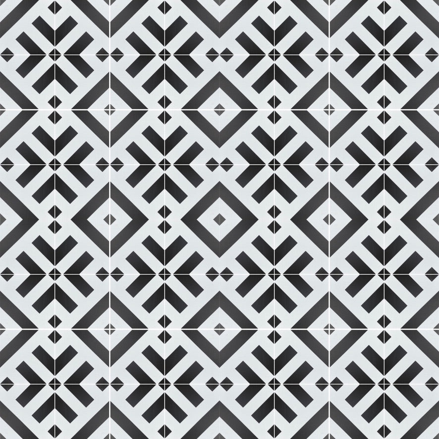 RAY geometric porcelain tile - Black/white