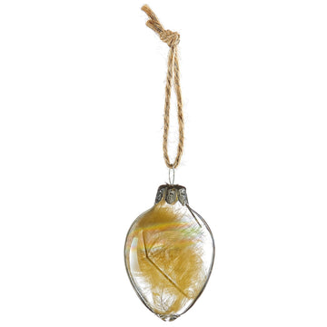 Feather Filled Glass Hanging Egg