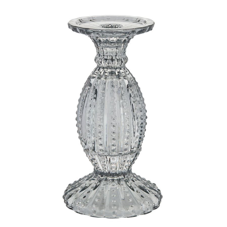 Grey Pressed Glass Miya Candlestick