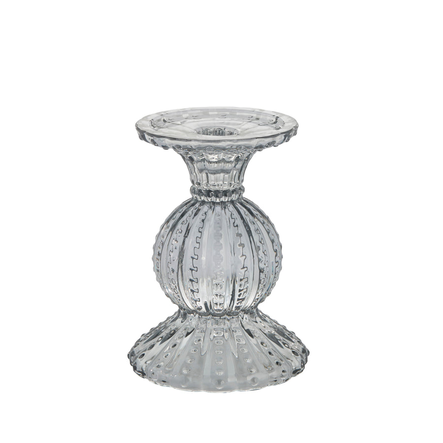 Grey Pressed Glass Miya Candlestick