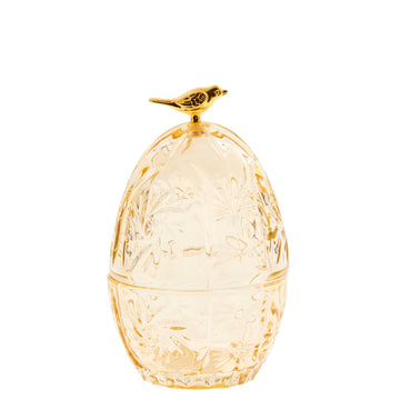 Easter Glass Jar With Bird  - Yellow