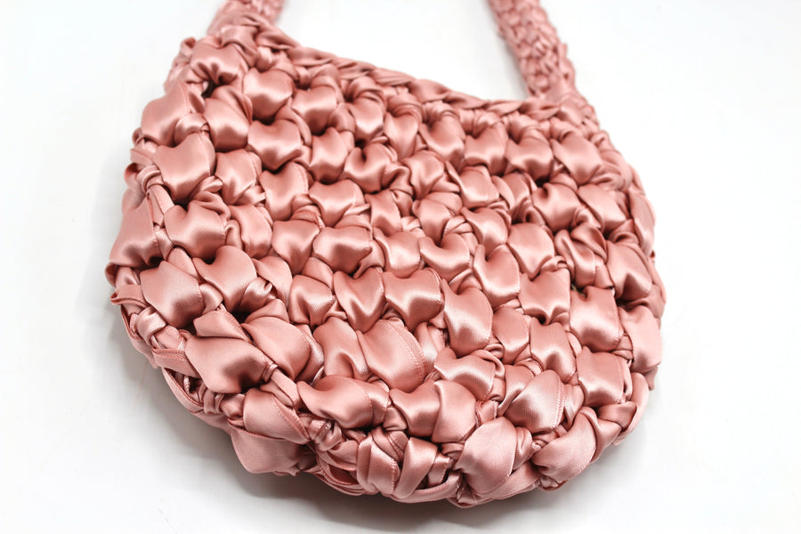 Handmade Satin Crochet Egg Shape Bucket Bag