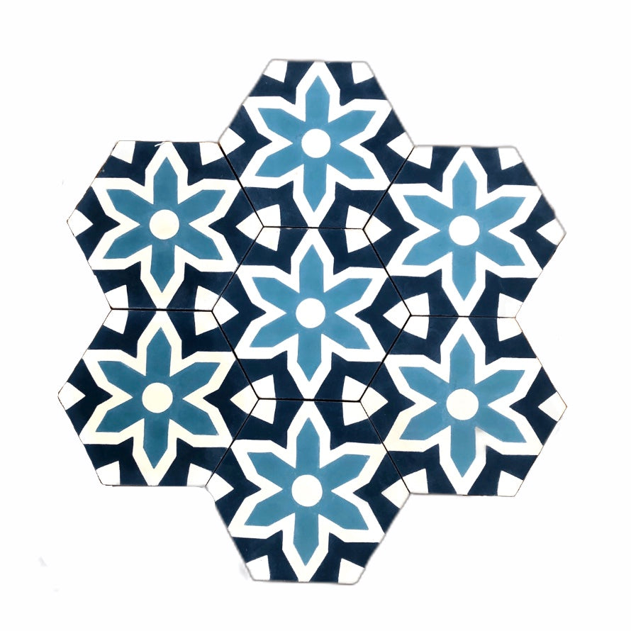 FLEUR Cement Tile - Black and white tile