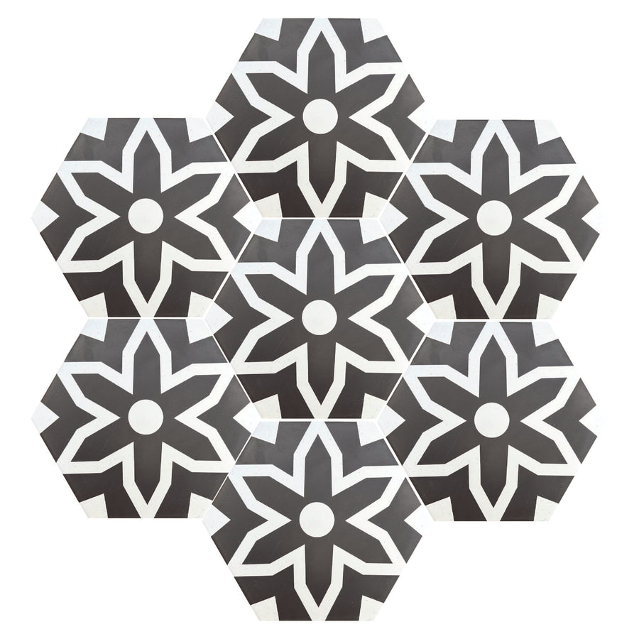 Fleur porcelain tiles - black/white tile