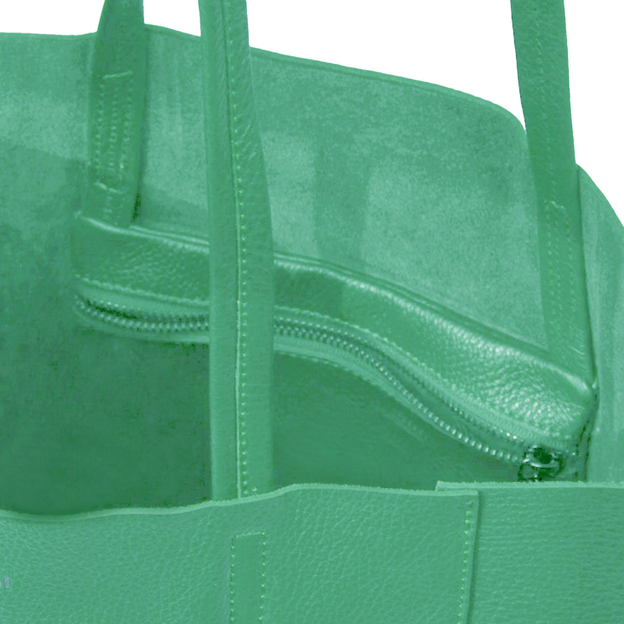 Aqua Pebbled Leather Tote Shopper | Byxal