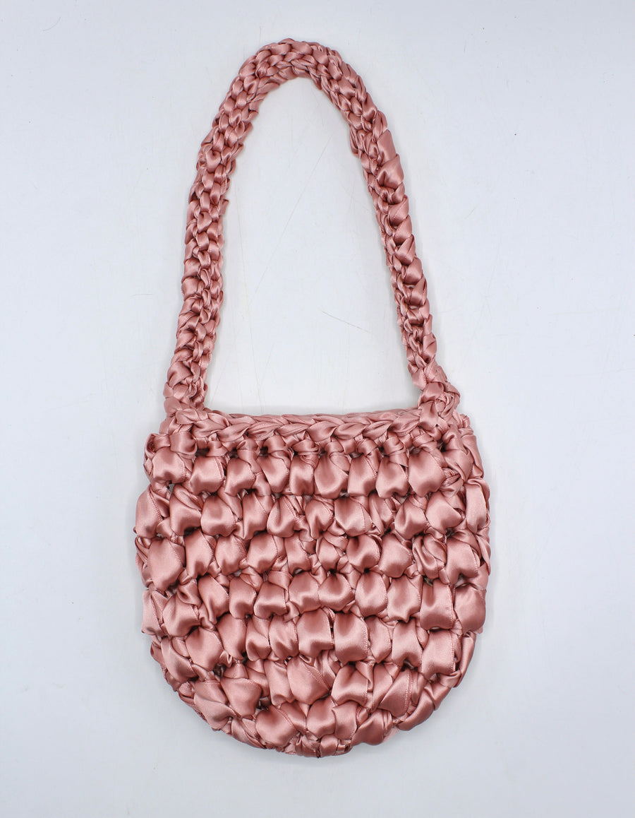 Handmade Satin Crochet Egg Shape Bucket Bag