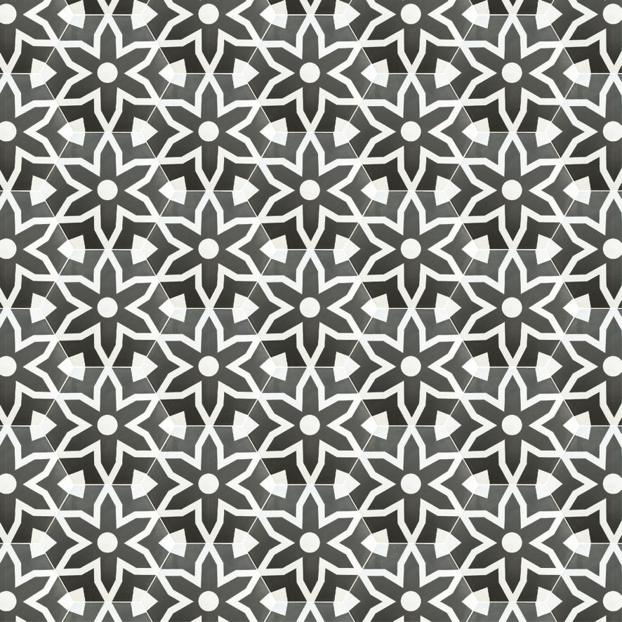 Fleur porcelain tiles - black/white tile