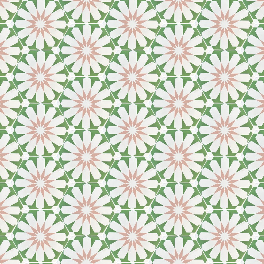 Luz green and pink porcelain tile