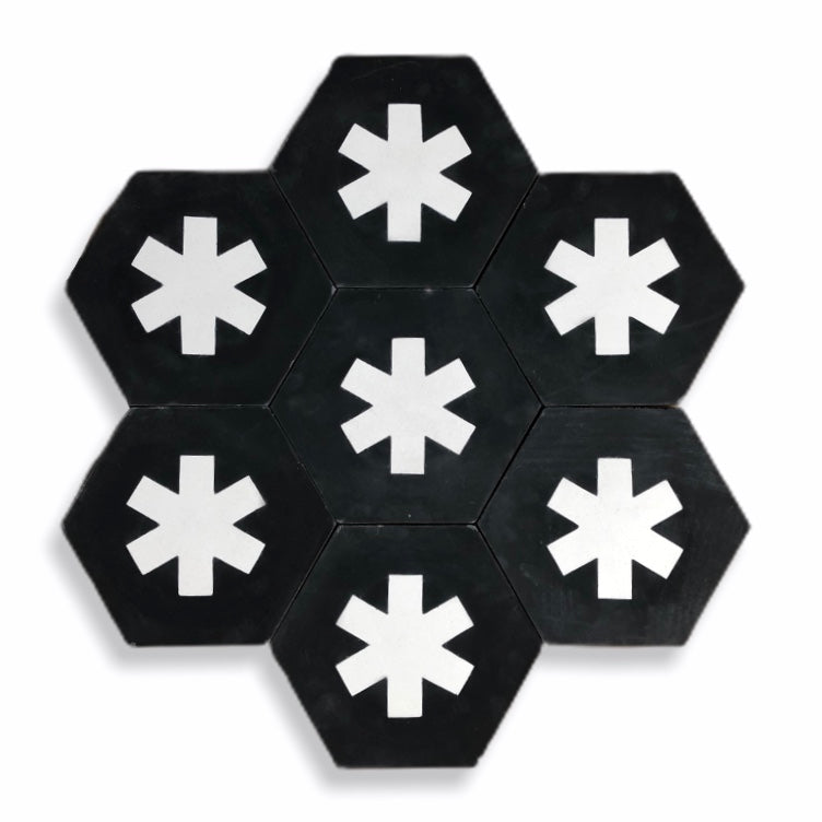 CRUZ  hex cement tile - Black and white tile