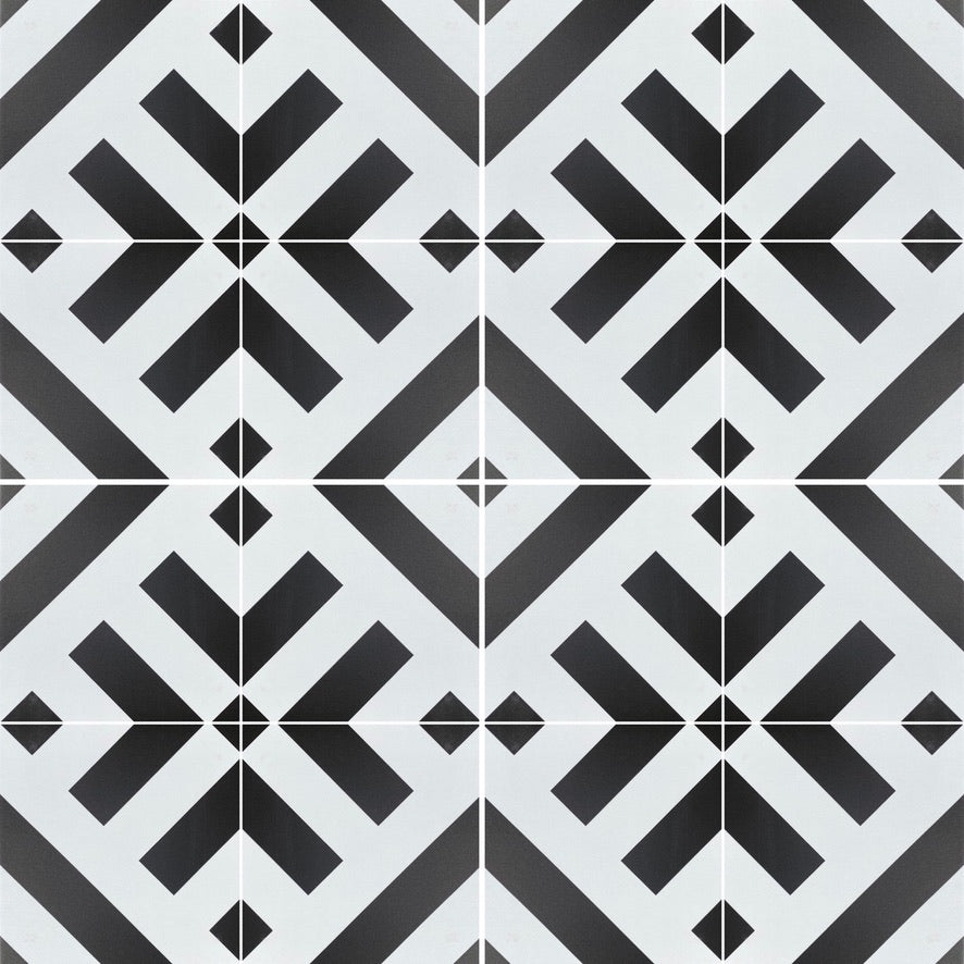 RAY geometric porcelain tile - Black/white