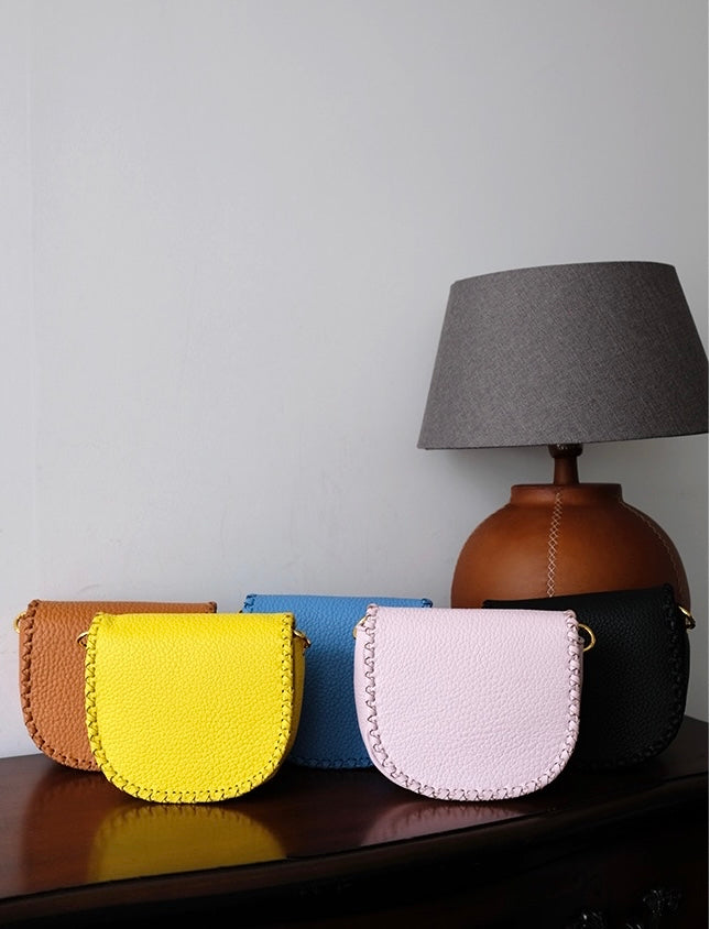 Jas - Handmade Leather Saddle Bag Pink