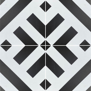 RAY geometric porcelain tile - Black/white