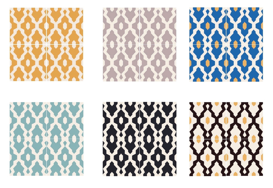 SOUK Cement Tile - Blue/yellow/cream tile