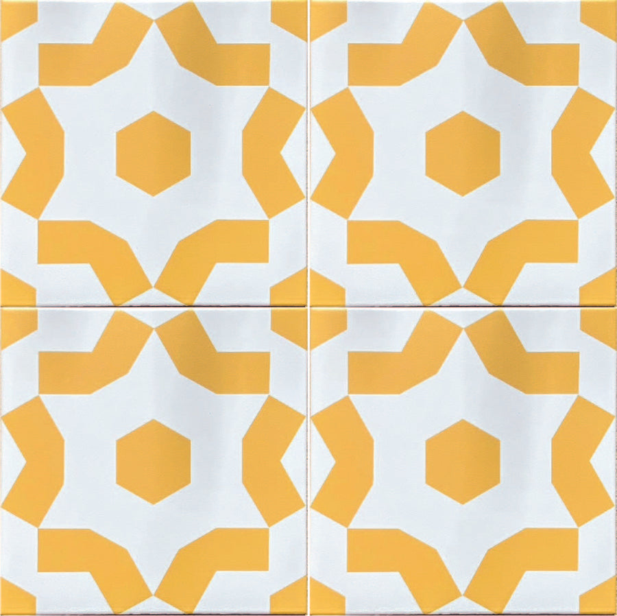 FAIZA porcelain tile - yellow/white