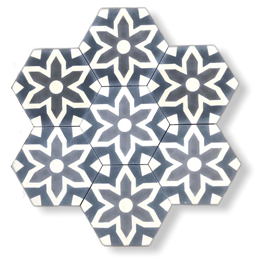 FLEUR Cement Tile - Black and white tile