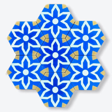 FLEUR cement tile - Blue tile