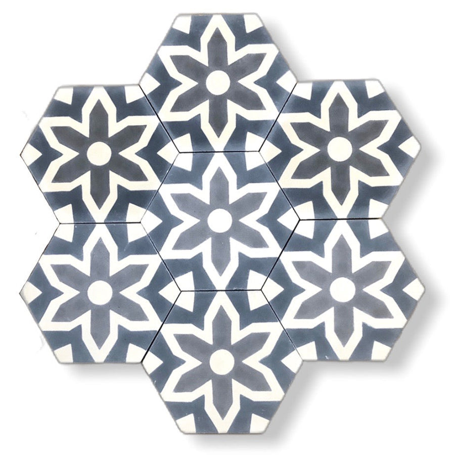 FLEUR cement tile - grey tile