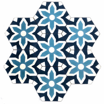 FLEUR cement tile - Blue tile