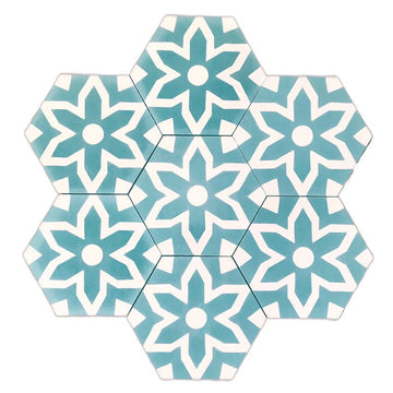 FLEUR cement tile - teal tile