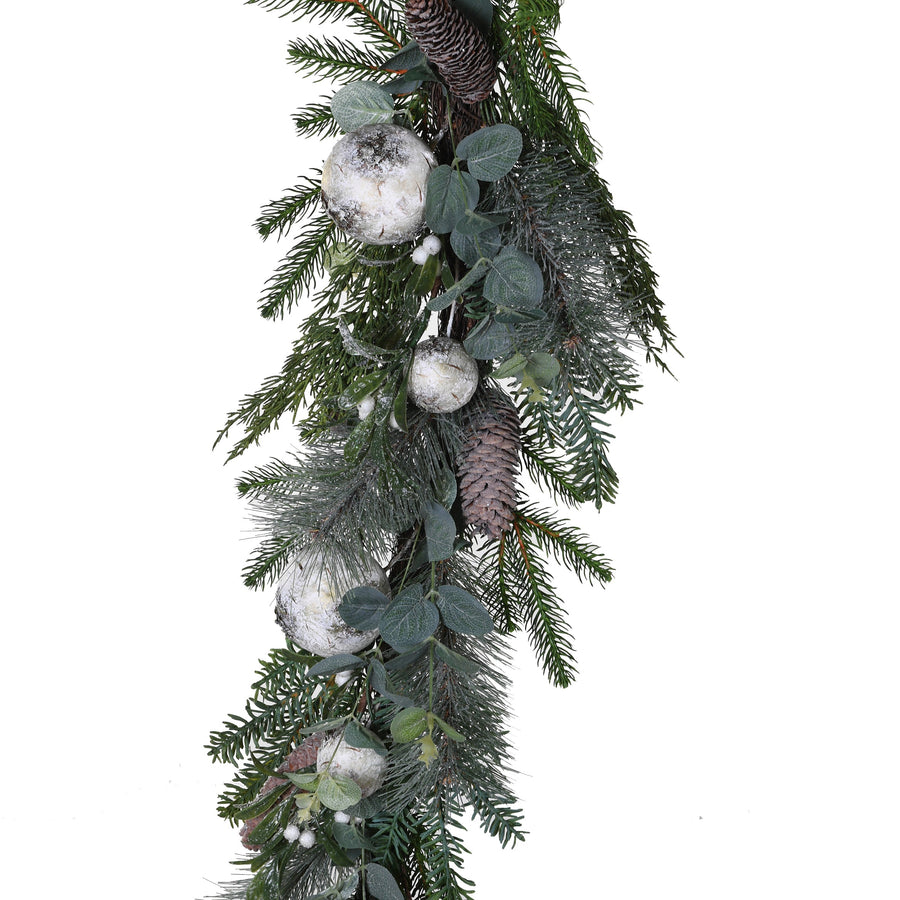 Mistletoe , Pinecone and Bauble Christmas Garland