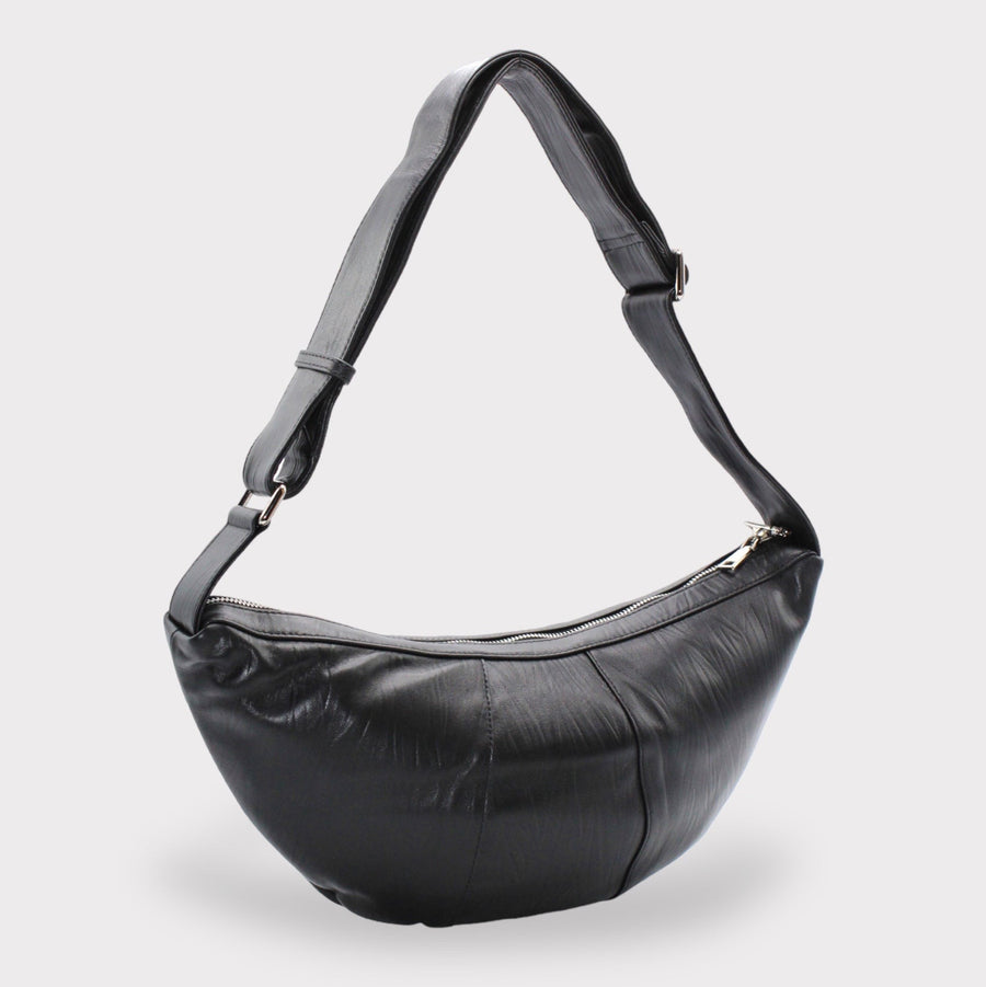 Bay - Leather Black Croissant Bag