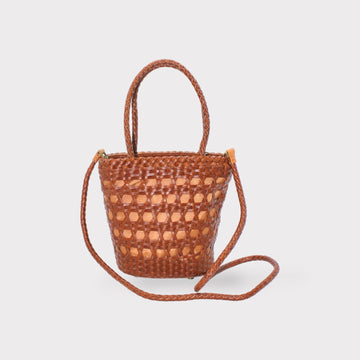 Lena - Hand Weave Leather Basket Bag Brown