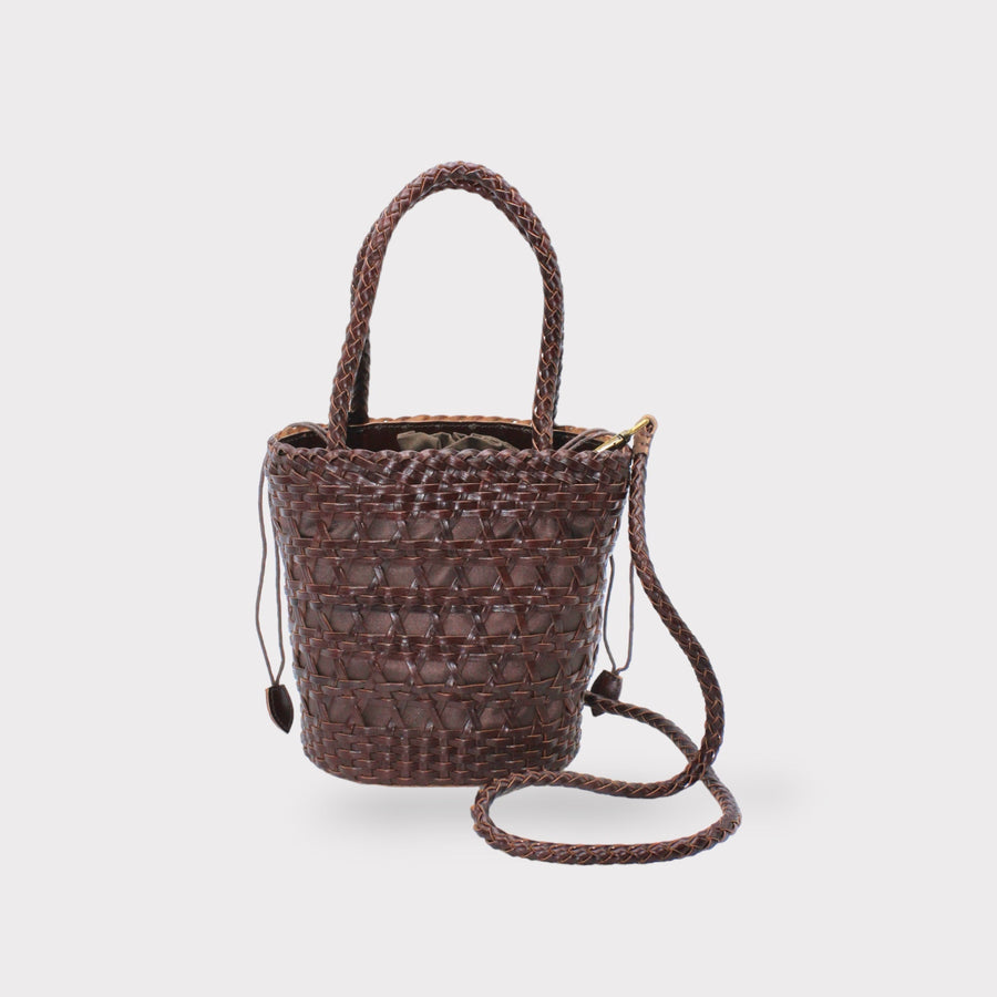 Lena - Hand Weave Leather Basket Bag Coffee